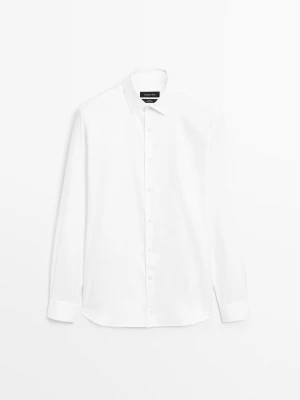 Koszula Oxford O Kroju Slim Ze 100% Bawełny - Biały - - Massimo Dutti - Mężczyzna