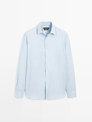 Koszula Oxford O Kroju Slim Ze 100% Bawełny - Błękitny - Massimo Dutti - Male