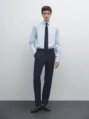 Koszula Oxford O Kroju Slim Ze 100% Bawełny - Błękitny - - Massimo Dutti - Mężczyzna