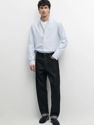 Koszula Oxford W Paski O Kroju Regular Fit - Błękitny - Massimo Dutti - Male