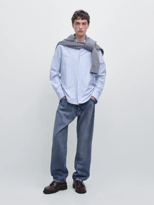 Koszula Oxford W Paski O Kroju Regular Fit - Błękitny - - Massimo Dutti - Mężczyzna