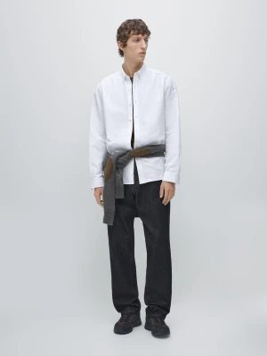 Koszula Regular Fit Oxford Ze 100% Bawełny - Biały - - Massimo Dutti - Mężczyzna