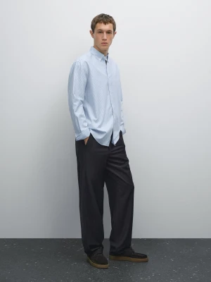 Koszula Oxford Ze 100% Bawełny - Błękitny - - Massimo Dutti - Mężczyzna