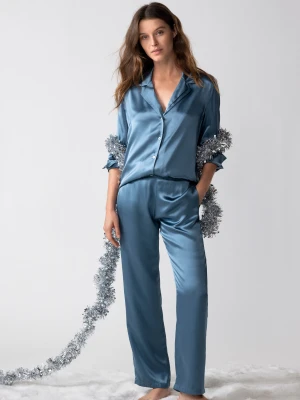 Koszula piżamowa z długimi rękawami z jedwabiu Etam