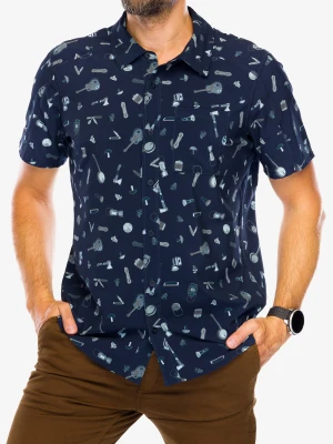 Koszula podróżnicza Smartwool Printed Short Sleeve Button Down - deep navy