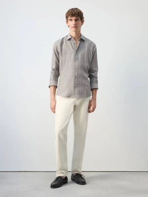 Zdjęcie produktu Koszula regular fit 100% lyocell w paski khaki - Mężczyzna - - MANGO MAN