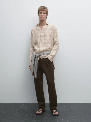 Koszula Regular Fit W Kratę - Brązowy - - Massimo Dutti - Mężczyzna