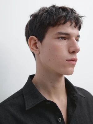 Koszula Regular Fit W Kratę - Granatowy - - Massimo Dutti - Mężczyzna