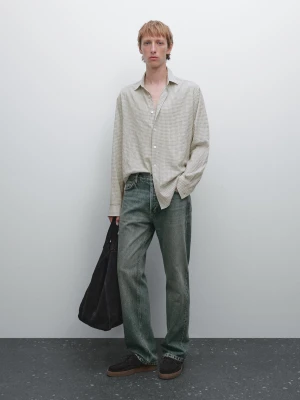 Koszula Regular Fit W Kratę - Surowy - - Massimo Dutti - Mężczyzna