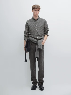 Koszula Regular Fit W Kratę - Szary - - Massimo Dutti - Mężczyzna