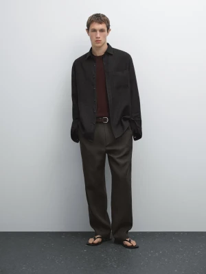 Koszula Regular Fit W Kratkę Vichy - Czarny - - Massimo Dutti - Mężczyzna