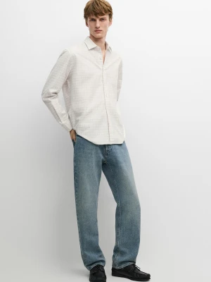 Koszula Regular Fit W Kratkę Ze 100% Bawełny - Ecru - Massimo Dutti - Male