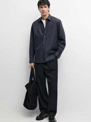 Koszula Regular Fit W Kratkę Ze 100% Bawełny - Granatowy - Massimo Dutti - Male
