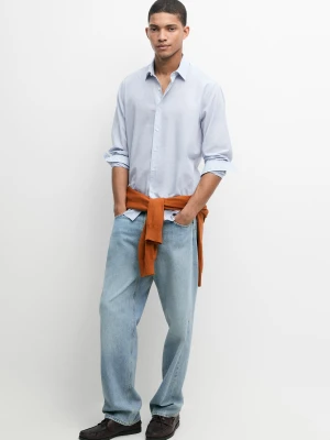 Koszula Regular Fit W Kratkę Ze 100% Bawełny - Niebieski - Massimo Dutti - Male
