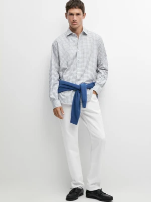 Koszula Regular Fit W Kratkę Ze 100% Bawełny - Niebieski - Massimo Dutti - Male