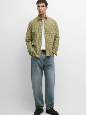 Koszula Regular Fit W Kratkę Ze 100% Bawełny - Zielony - Massimo Dutti - Male