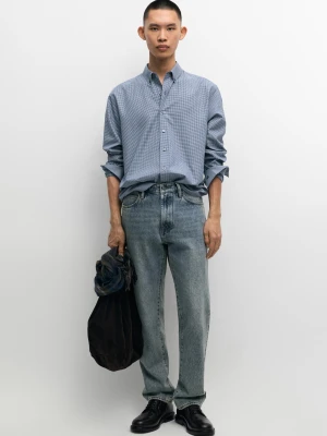 Koszula Regular Fit W Mikrowzór W Kratkę - Błękit Królewski - Massimo Dutti - Male