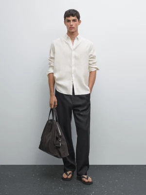 Koszula Regular Fit W Prążki - Biały - - Massimo Dutti - Mężczyzna