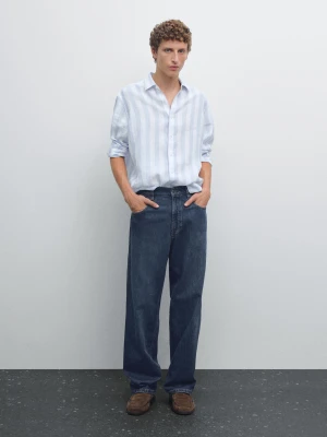 Koszula Regular Fit W Szerokie Paski - Biały - - Massimo Dutti - Mężczyzna
