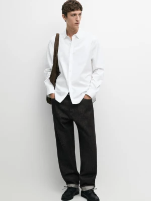 Koszula Regular Fit Z Bawełnianej Popeliny - Biały - Massimo Dutti - Male