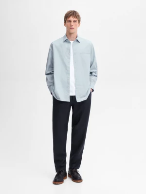 Koszula Regular Fit Z Bawełnianej Popeliny - Błękitny - - Massimo Dutti - Mężczyzna