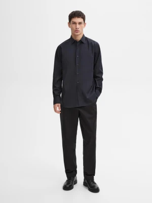 Koszula Regular Fit Z Bawełnianej Popeliny - Granatowy - - Massimo Dutti - Mężczyzna