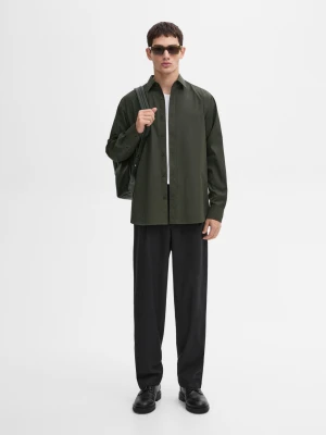 Koszula Regular Fit Z Bawełnianej Popeliny - Zielony - - Massimo Dutti - Mężczyzna