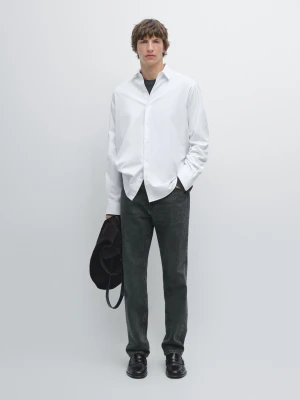 Koszula Regular Fit Z Diagonalu - Biały - - Massimo Dutti - Mężczyzna