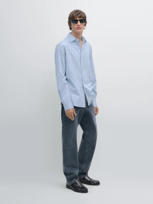 Koszula Regular Fit Z Diagonalu - Niebieski - - Massimo Dutti - Mężczyzna