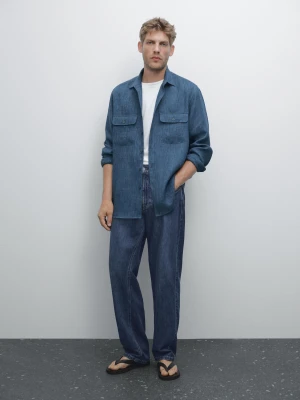 Koszula Regular Fit Z Efektem Sprania - Niebieski - - Massimo Dutti - Mężczyzna