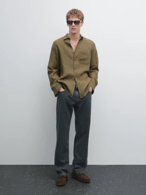 Koszula Regular Fit Z Kieszenią - Zielony - - Massimo Dutti - Mężczyzna