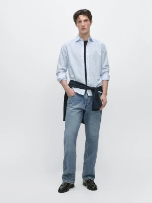 Koszula Regular Fit Z Lnem - Błękitny - - Massimo Dutti - Mężczyzna