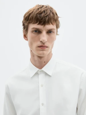 Koszula Regular Fit Z Mieszanki Bawełny − Limited - Biały - - Massimo Dutti - Mężczyzna