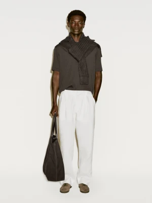 Koszula Regular Fit Z Mieszanki Bawełny − Limited Edition - Skórzany - - Massimo Dutti - Mężczyzna