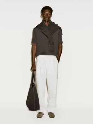 Koszula Regular Fit Z Mieszanki Bawełny − Limited Edition - Skórzany - - Massimo Dutti - Mężczyzna
