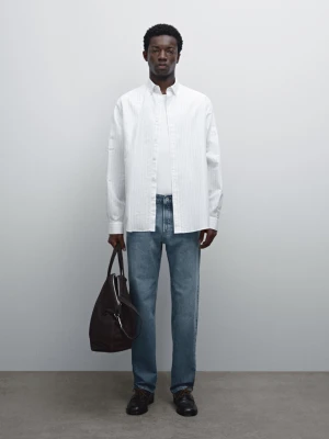 Koszula Regular Fit Z Nadrukiem W Prążki - Biały - - Massimo Dutti - Mężczyzna