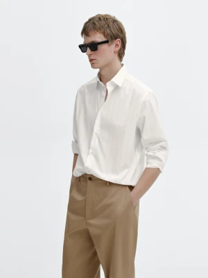 Koszula Regular Fit Z Popeliny W Prążki - Biały - - Massimo Dutti - Mężczyzna