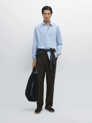 Koszula Regular Fit Ze 100% Bawełny - Błękitny - - Massimo Dutti - Mężczyzna