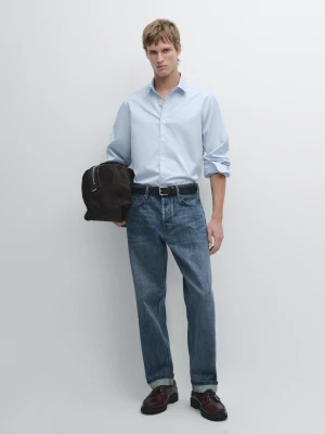 Koszula Regular Fit Ze 100% Bawełny - Błękitny - - Massimo Dutti - Mężczyzna