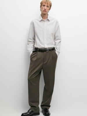 Koszula Regular Fit Ze 100% Bawełny - Brązowy - Massimo Dutti - Male