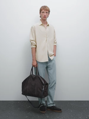 Koszula Regular Fit Ze 100% Bawełny - Jasny Beż - - Massimo Dutti - Male