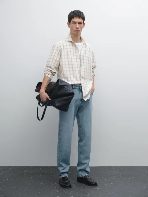 Koszula Regular Fit Ze 100% Bawełny W Kratkę - Opal Pop - - Massimo Dutti - Mężczyzna