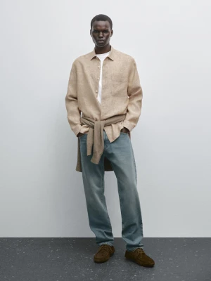 Koszula Regular Fit Ze 100% Lnu - Beżowy - - Massimo Dutti - Mężczyzna