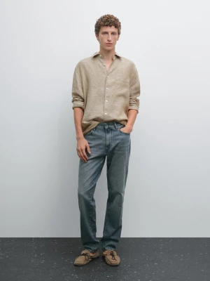 Koszula Regular Fit Ze 100% Lnu - Beżowy - - Massimo Dutti - Mężczyzna