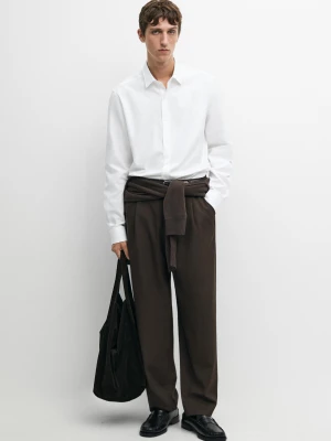 Koszula Regular Fit Ze 100% Lnu - Biały - Massimo Dutti - Male