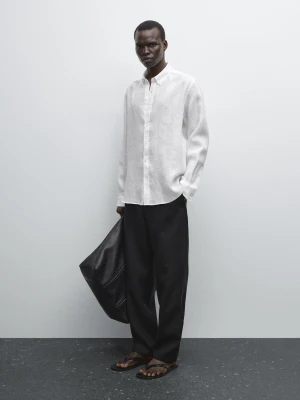 Koszula Regular Fit Ze 100% Lnu - Biały - - Massimo Dutti - Mężczyzna