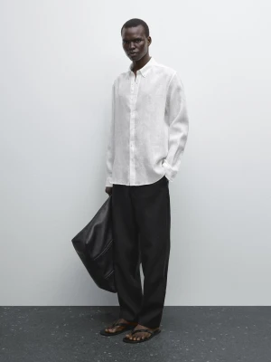 Koszula Regular Fit Ze 100% Lnu - Biały - - Massimo Dutti - Mężczyzna