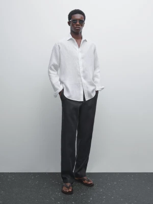 Koszula Regular Fit Ze 100% Lnu - Biały - - Massimo Dutti - Mężczyzna