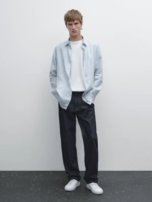 Koszula Regular Fit Ze 100% Lnu - Błękitny - - Massimo Dutti - Mężczyzna