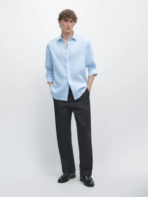 Koszula Slim Fit 100% Len - Błękitny - - Massimo Dutti - Mężczyzna